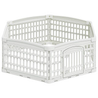 Produktbild för 6-panelers hundhagen 122 x 106,5 x 40 cm Plast Vit Hopfällbar