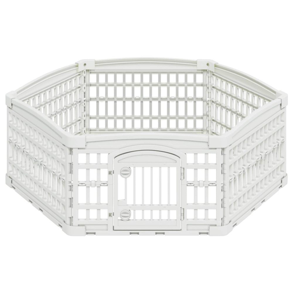Produktbild för 6-panelers hundhagen 122 x 106,5 x 40 cm Plast Vit Hopfällbar