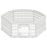 Produktbild för 6-panelers hundhagen 122 x 106,5 x 40 cm Plast Vit Hopfällbar