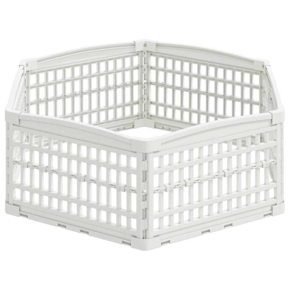 Produktbild för 6-panelers hundhagen 122 x 106,5 x 40 cm Plast Vit Hopfällbar