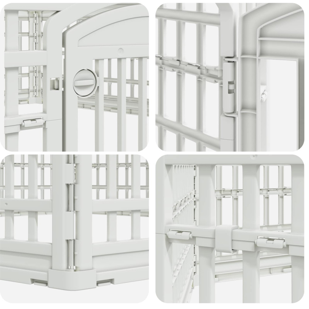 Produktbild för 6-panelers hundhagen 122 x 106,5 x 40 cm Plast Vit Hopfällbar