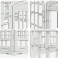 Produktbild för 6-panelers hundhagen 122 x 106,5 x 40 cm Plast Vit Hopfällbar