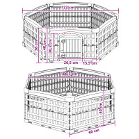 Produktbild för 6-panelers hundhagen 122 x 106,5 x 40 cm Plast Vit Hopfällbar