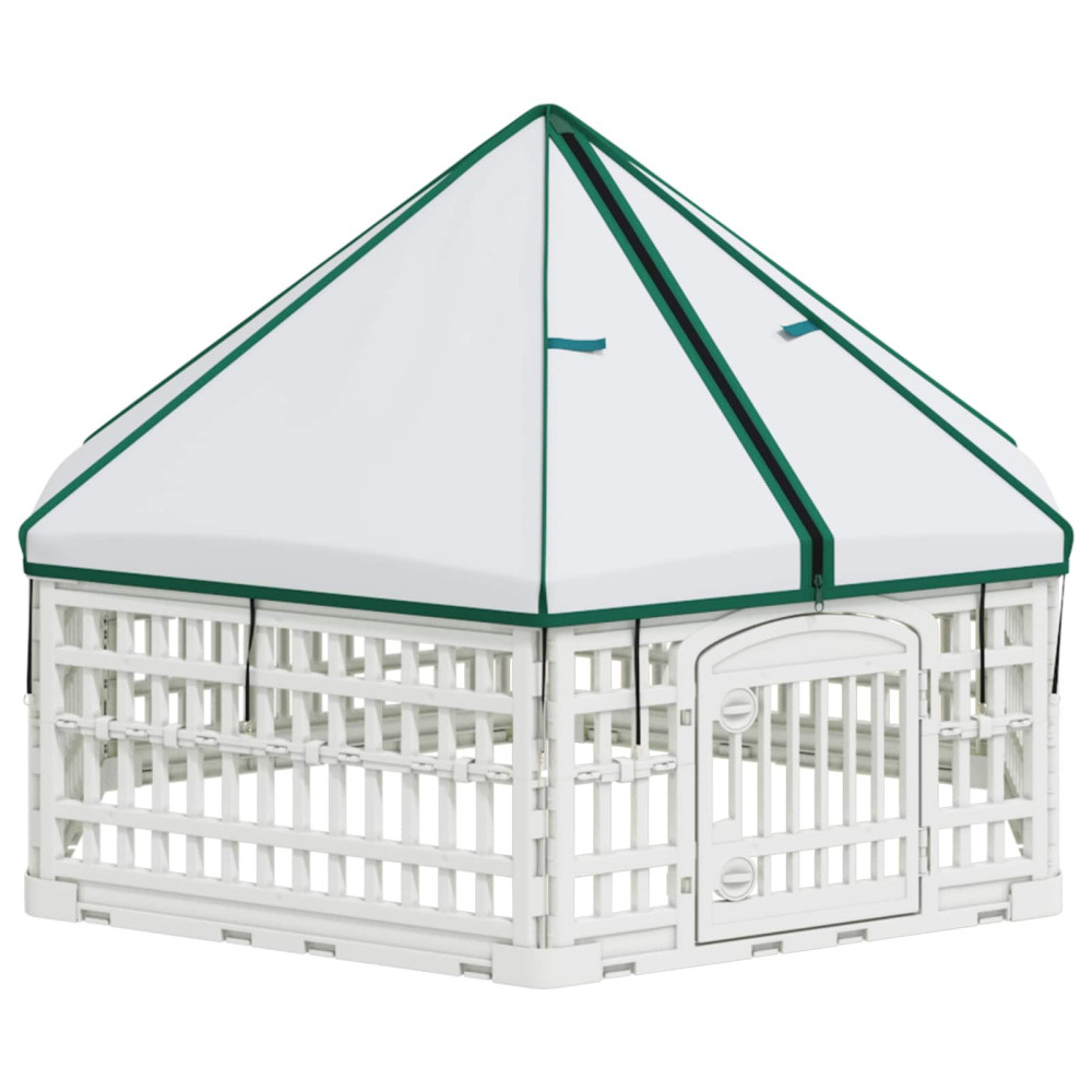 Produktbild för 6-panelers hundhagen 122 x 106,5 x 82 cm Plast Vit Hopfällbar