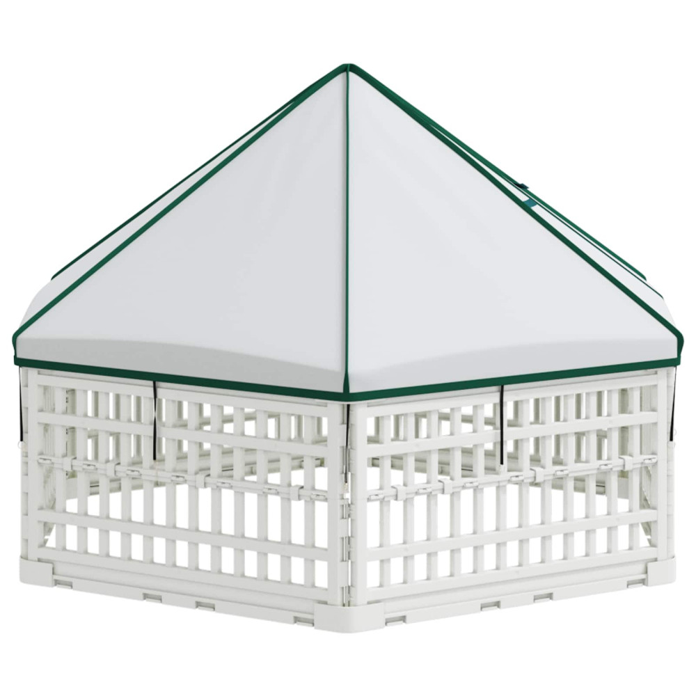 Produktbild för 6-panelers hundhagen 122 x 106,5 x 82 cm Plast Vit Hopfällbar