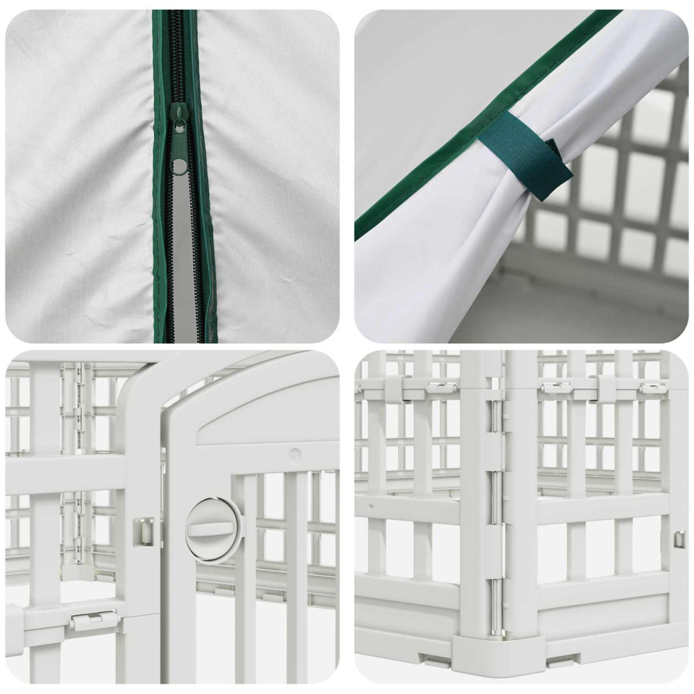 Produktbild för 6-panelers hundhagen 122 x 106,5 x 82 cm Plast Vit Hopfällbar