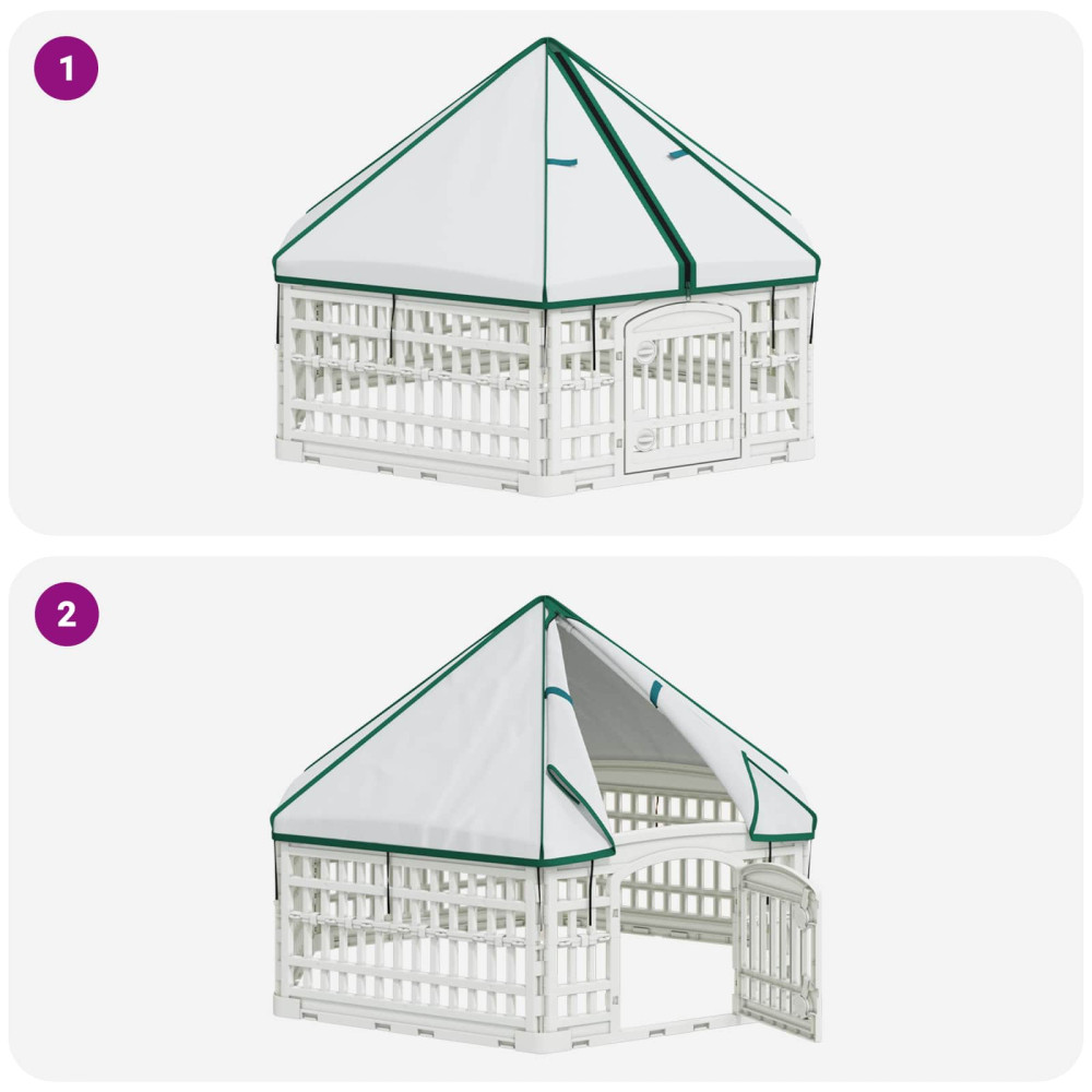 Produktbild för 6-panelers hundhagen 122 x 106,5 x 82 cm Plast Vit Hopfällbar