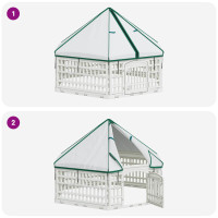 Produktbild för 6-panelers hundhagen 122 x 106,5 x 82 cm Plast Vit Hopfällbar