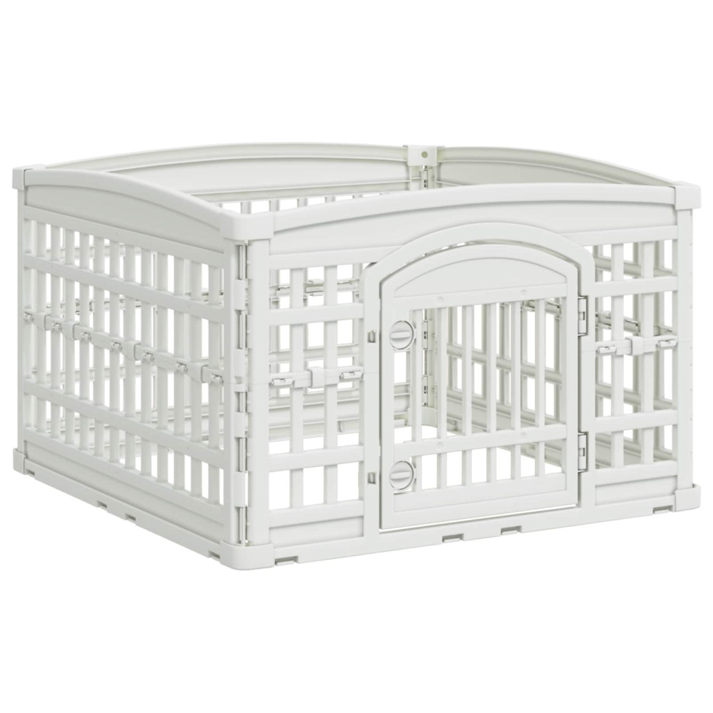 Produktbild för 4-delad Hundlekhage 88 x 88 x 56 cm Plast Vit Hopfällbar