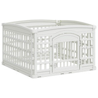 Produktbild för 4-delad Hundlekhage 88 x 88 x 56 cm Plast Vit Hopfällbar