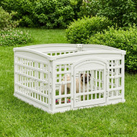 Produktbild för 4-delad Hundlekhage 88 x 88 x 56 cm Plast Vit Hopfällbar