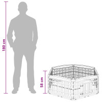 Produktbild för 6-panelers hundhagen 177,5 x 154,5 x 58 cm Plast Vit Hopfällbar