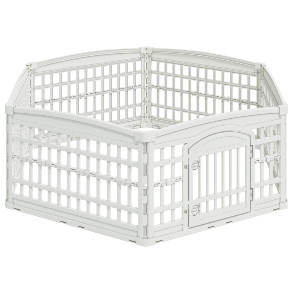 Produktbild för 6-panelers hundhagen 177,5 x 154,5 x 58 cm Plast Vit Hopfällbar