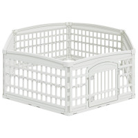 Produktbild för 6-panelers hundhagen 177,5 x 154,5 x 58 cm Plast Vit Hopfällbar