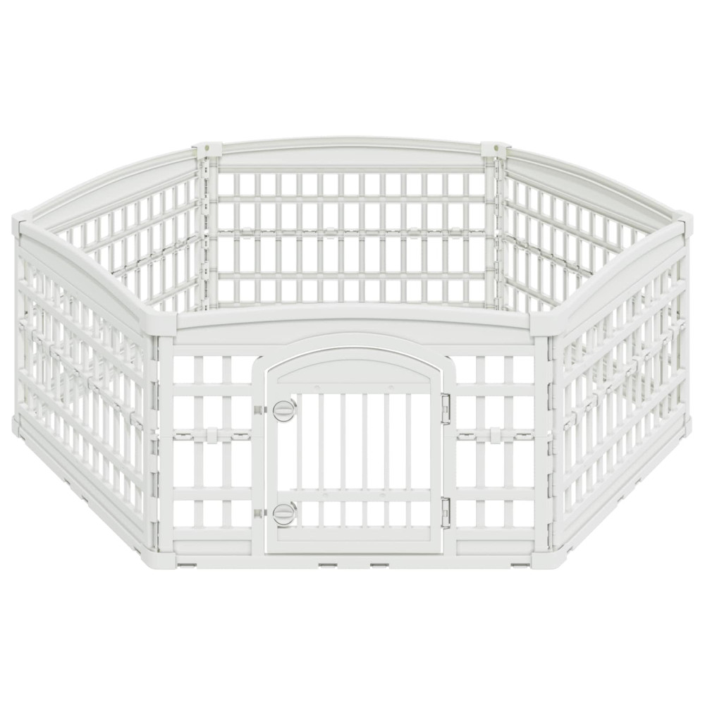 Produktbild för 6-panelers hundhagen 177,5 x 154,5 x 58 cm Plast Vit Hopfällbar
