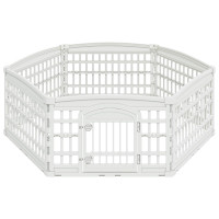 Produktbild för 6-panelers hundhagen 177,5 x 154,5 x 58 cm Plast Vit Hopfällbar