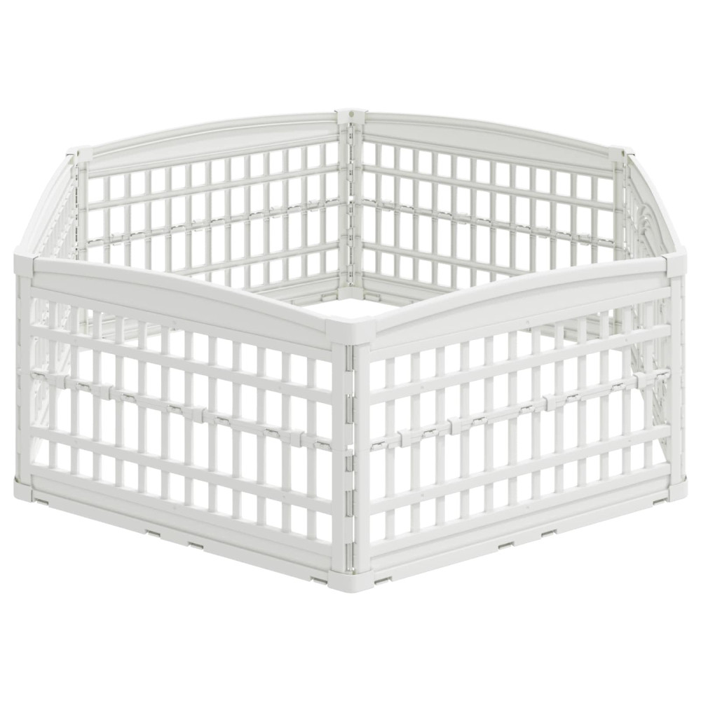 Produktbild för 6-panelers hundhagen 177,5 x 154,5 x 58 cm Plast Vit Hopfällbar