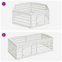Produktbild för 6-panelers hundhagen 177,5 x 154,5 x 58 cm Plast Vit Hopfällbar
