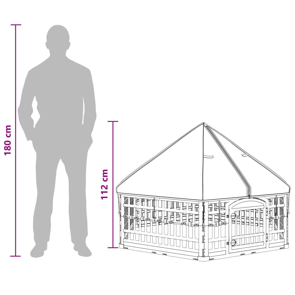 Produktbild för 6-panelers hundhagen 177,5 x 154,5 x 112 cm Plast Vit
