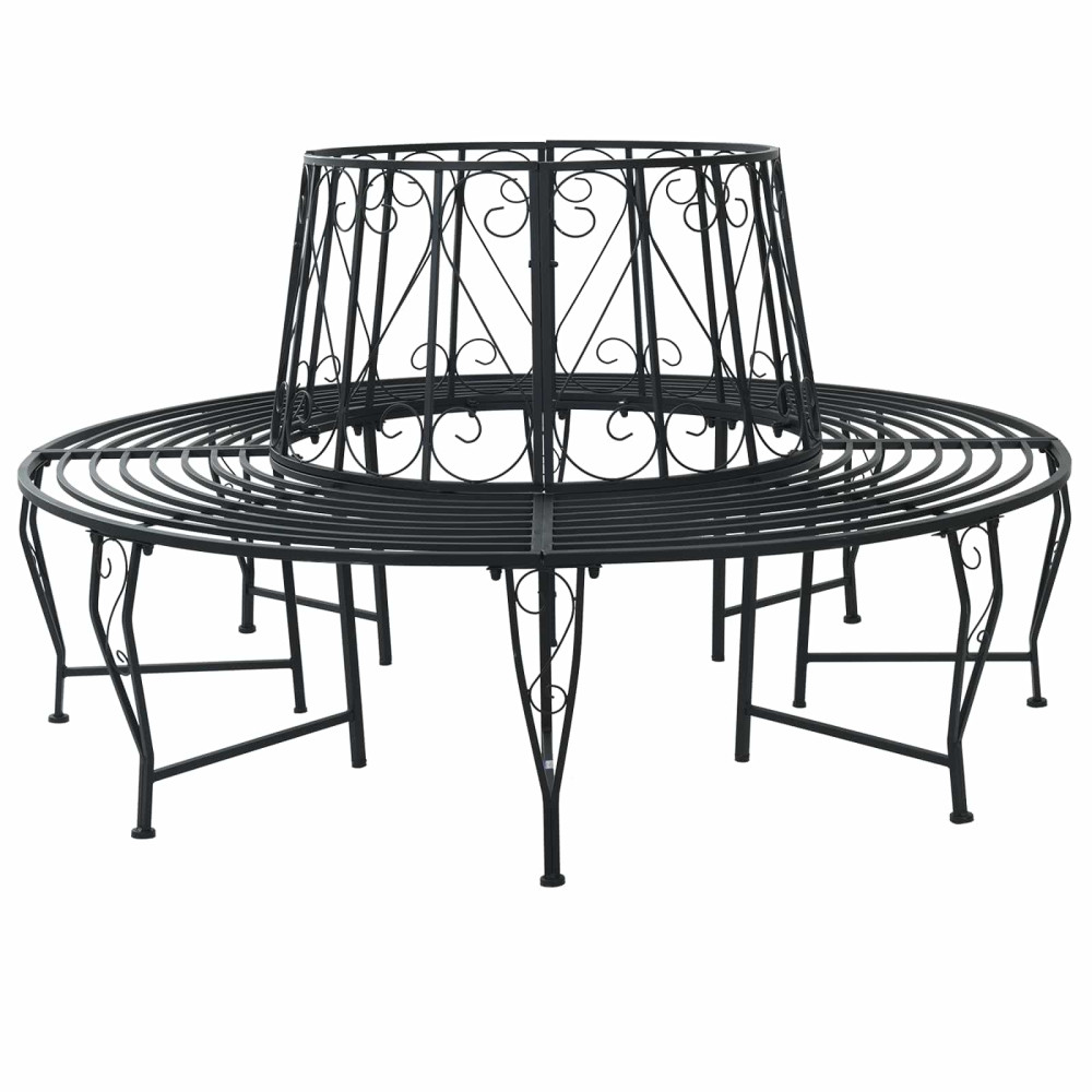 Produktbild för Trädbänk Ø 160 x 89 cm Stål Svart Rund