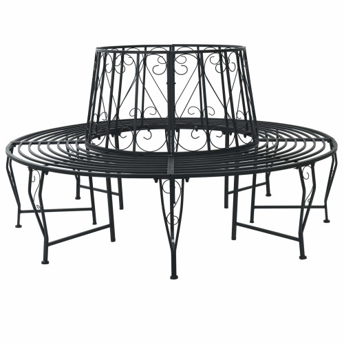 vidaXL Trädbänk Ø 160 x 89 cm Stål Svart Rund