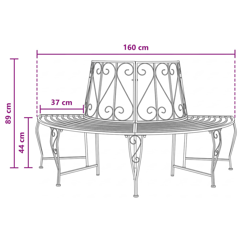 Produktbild för Trädbänk 4-Antal sittplatser 160 x 80 x 89 cm Stål Svart