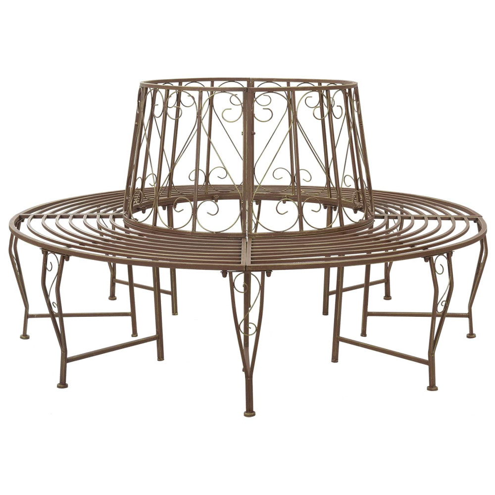 Produktbild för Trädbänk 8-Antal sittplatser Ø 160 x 89 cm Stål Antik Brun Rund