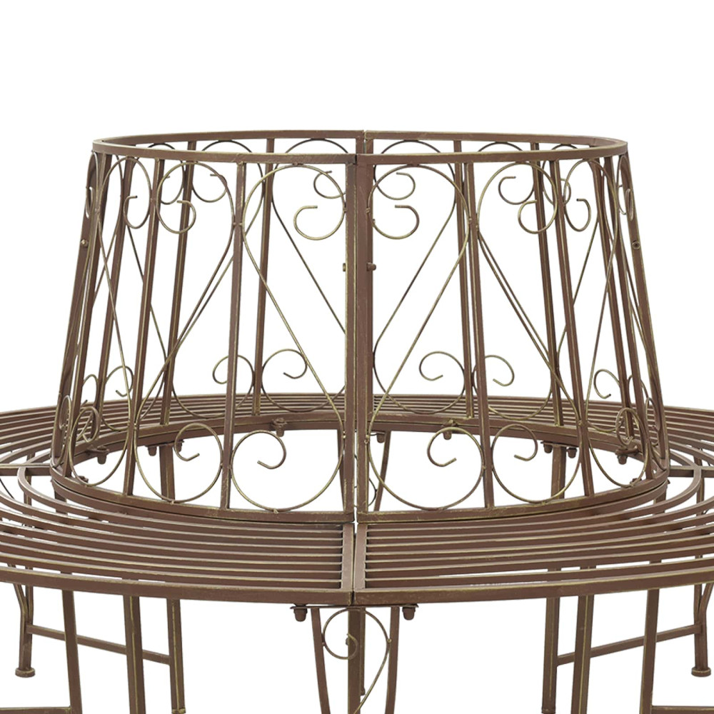 Produktbild för Trädbänk 8-Antal sittplatser Ø 160 x 89 cm Stål Antik Brun Rund