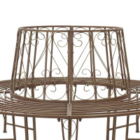 Produktbild för Trädbänk 8-Antal sittplatser Ø 160 x 89 cm Stål Antik Brun Rund