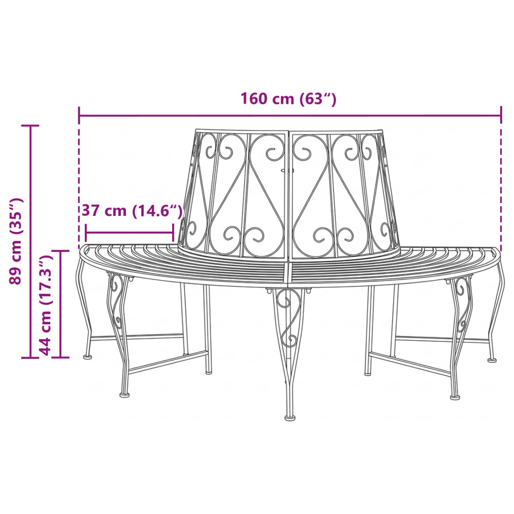 Produktbild för Trädbänk 4-Antal sittplatser 160 x 80 x 89 cm Stål Antikbrun