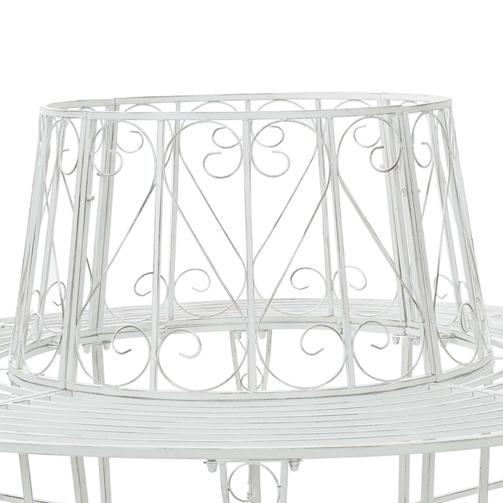 Produktbild för Trädbänk 8-Antal sittplatser Ø 160 x 89 cm Stål Antik vit Rund