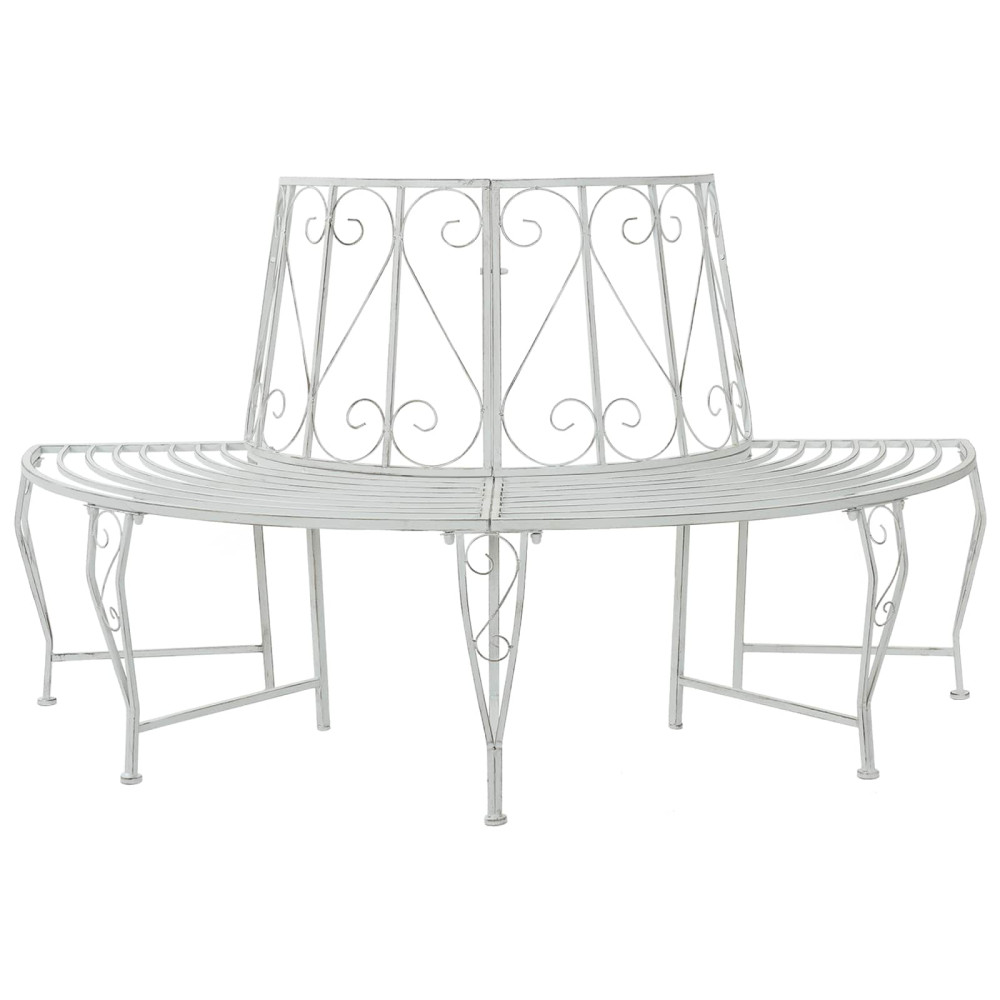 Produktbild för Trädbänk 4-Antal sittplatser 160 x 80 x 89 cm Stål Antik vit