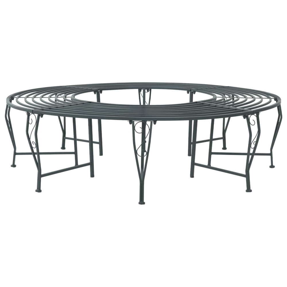 Produktbild för Trädbänk 8-Antal sittplatser Ø 160 x 44 cm Stål Silvergrå Rund