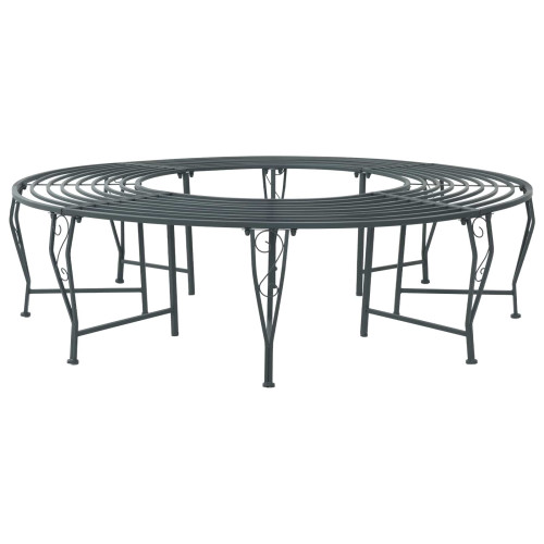 vidaXL Trädbänk 8-Antal sittplatser Ø 160 x 44 cm Stål Silvergrå Rund