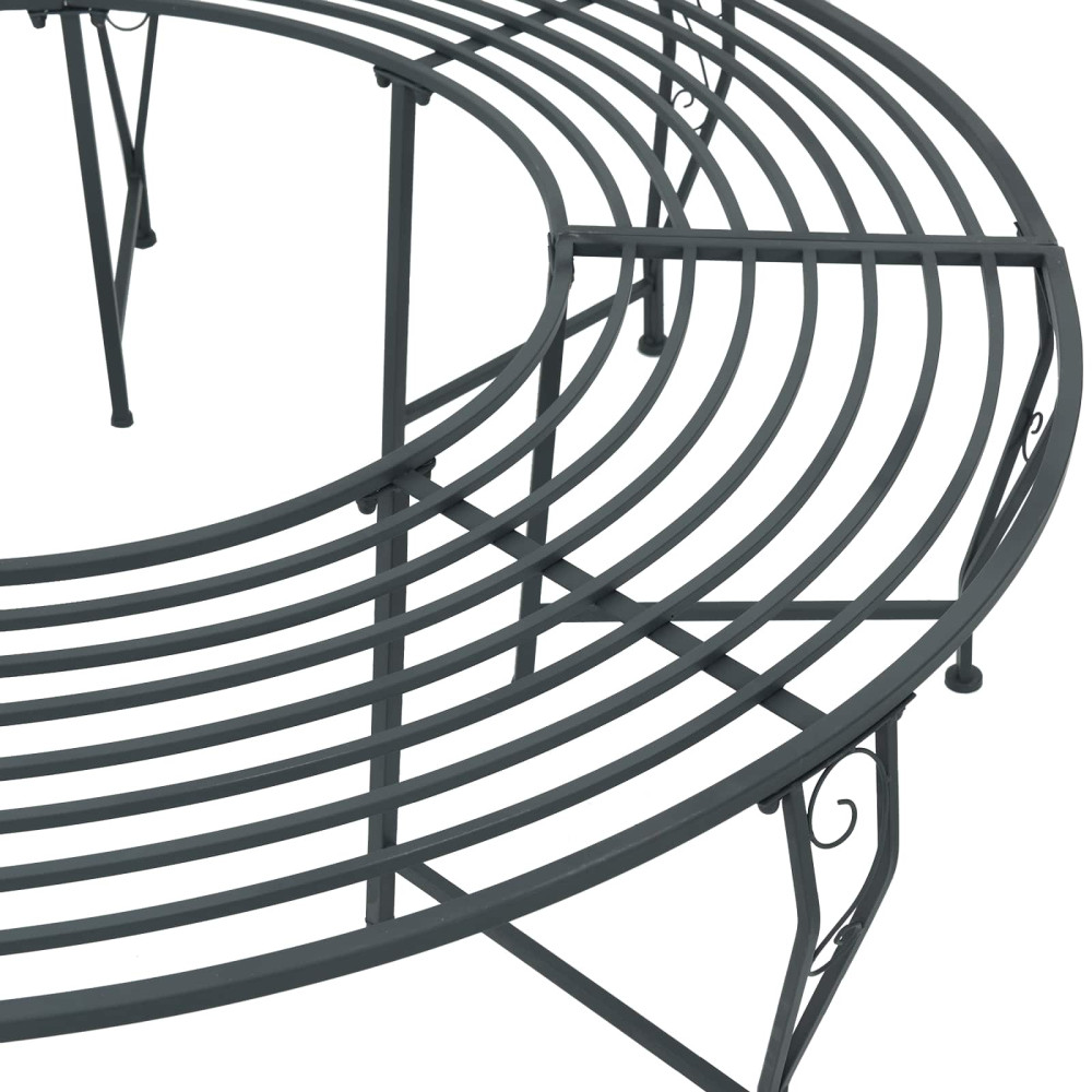 Produktbild för Trädbänk 8-Antal sittplatser Ø 160 x 44 cm Stål Silvergrå Rund