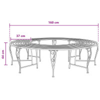 Produktbild för Trädbänk 8-Antal sittplatser Ø 160 x 44 cm Stål Silvergrå Rund