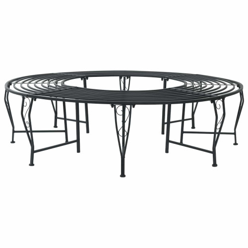 vidaXL Trädbänk 8-Antal sittplatser Ø 160 x 44 cm Stål Svart Rund