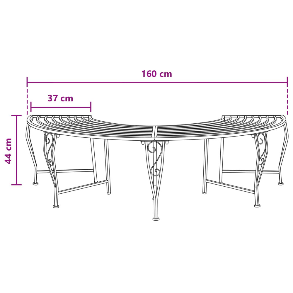Produktbild för Trädbänk 4-Antal sittplatser 160 x 80 x 44 cm Stål Svart