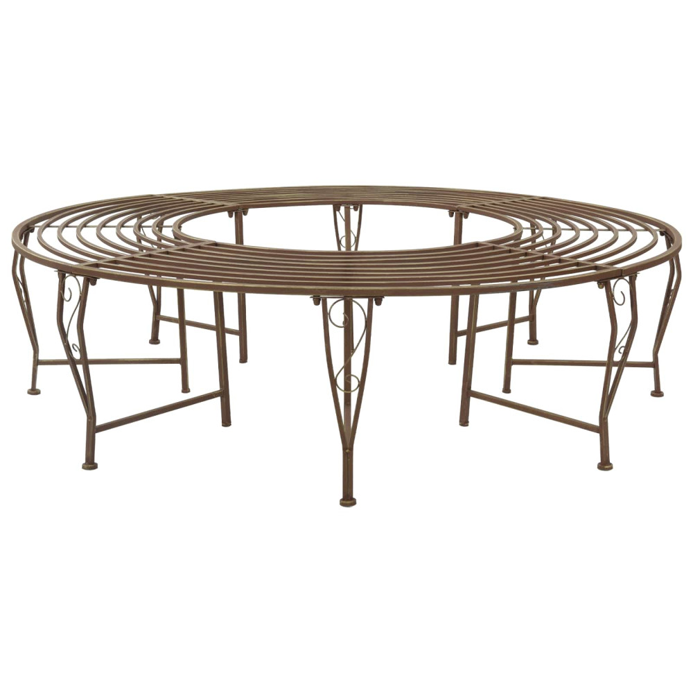 Produktbild för Trädbänk 8-Antal sittplatser Ø 160 x 44 cm Stål Antikbrun Rund