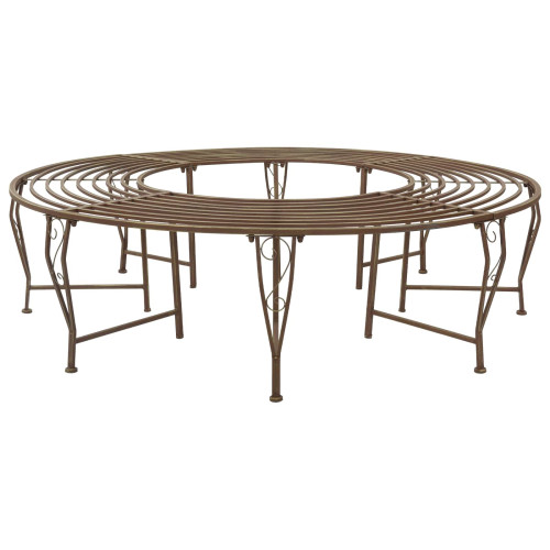 vidaXL Trädbänk 8-Antal sittplatser Ø 160 x 44 cm Stål Antikbrun Rund