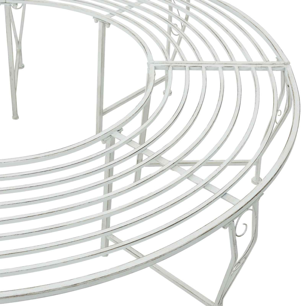 Produktbild för Trädbänk 8-Antal sittplatser Ø 160 x 44 cm Stål Antik vit Rund