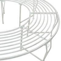 Produktbild för Trädbänk 8-Antal sittplatser Ø 160 x 44 cm Stål Antik vit Rund