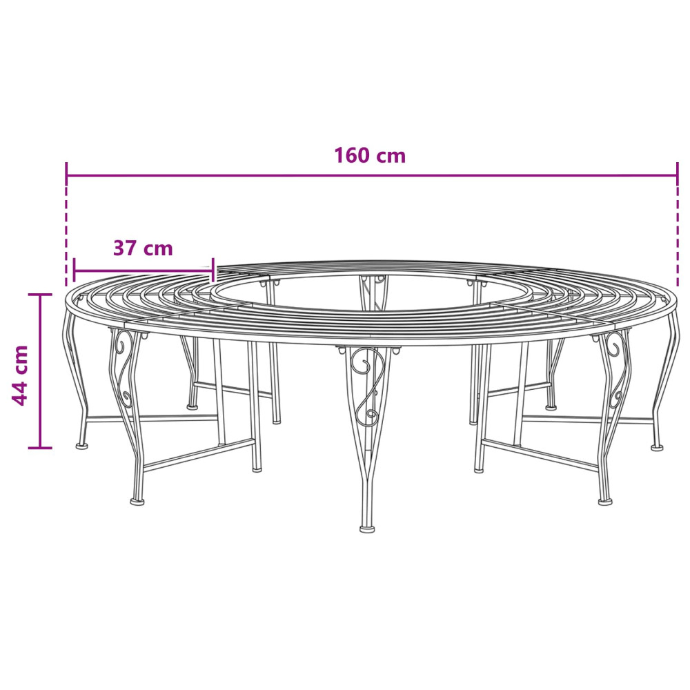 Produktbild för Trädbänk 8-Antal sittplatser Ø 160 x 44 cm Stål Antik vit Rund