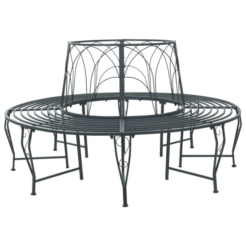 vidaXL Trädbänk 8-Antal sittplatser Ø 160 x 89 cm Stål Silvergrå Rund