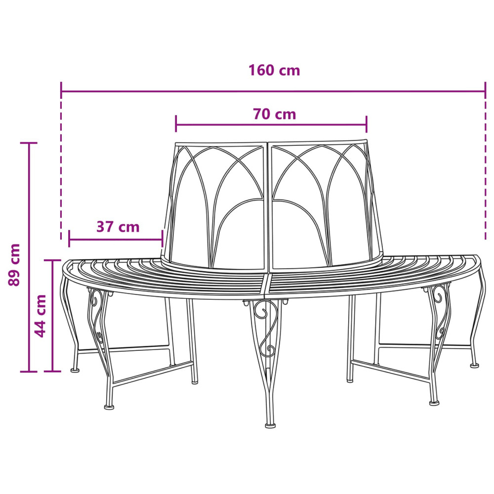 Produktbild för Trädbänk 4-Antal sittplatser 160 x 80 x 89 cm Stål Silvergrå