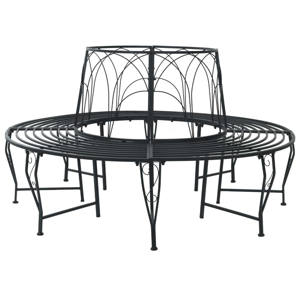 Produktbild för Trädbänk 8-Antal sittplatser Ø 160 x 89 cm Stål Svart Rund