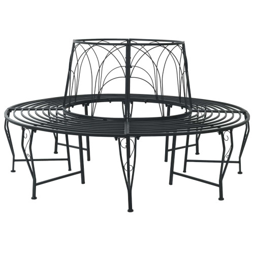vidaXL Trädbänk 8-Antal sittplatser Ø 160 x 89 cm Stål Svart Rund