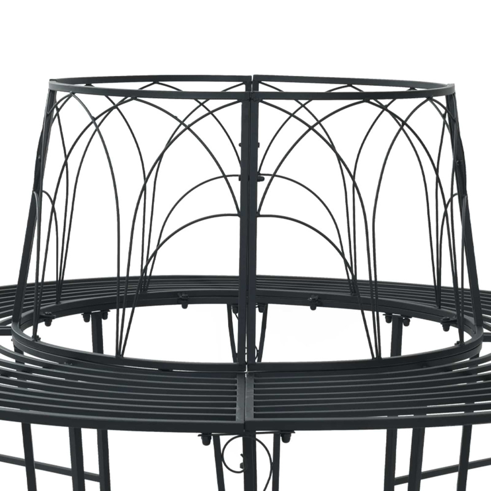 Produktbild för Trädbänk 8-Antal sittplatser Ø 160 x 89 cm Stål Svart Rund