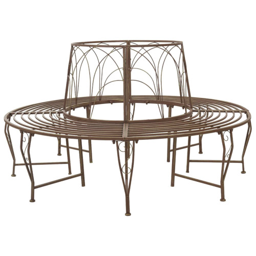 vidaXL Trädbänk 8-Antal sittplatser Ø 160 x 89 cm Stål Antikbrun Rund