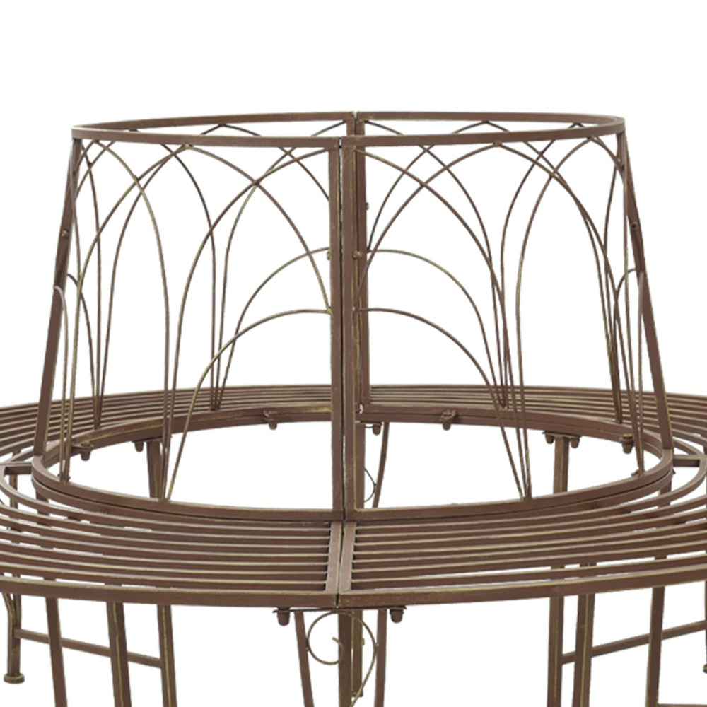 Produktbild för Trädbänk 8-Antal sittplatser Ø 160 x 89 cm Stål Antikbrun Rund